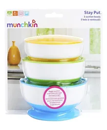 Munchkin Stay Put Suction Bowls Set of 3 - Purple Green & Blue