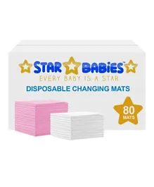 Star Babies Disposable Changing Mats Pack of 80 - Lavender/White