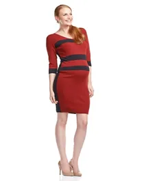 Mums & Bumps - Soon Belle Zip Maternity Knit Dress - Red