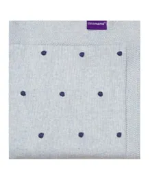 Clevamama Knitted Pom Pom Organic Cotton Baby Blanket - Blue