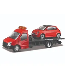 Bburago Street Fire  Renault  Clio with  1:43 Flatbed Transport - Red