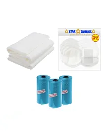 Star Babies Disposable Towel 3 Pieces + Scented Bag 3 Pieces + Breast Pad 5 Pieces - White