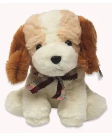 Just For Fun Dog Soft Toy White Brown - 24cm