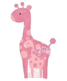 Party Centre Safari Baby Girl Giraffe Foil Balloon - Pink