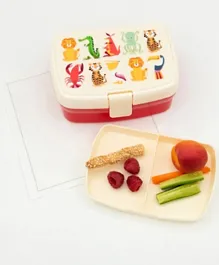 Rex London Colourful Creatures Lunch Box With Tray - Beige