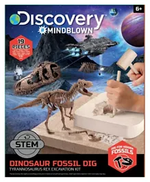 ديسكفري مجموعة حفر ألعاب الديناصور لتركيب هيكل الديناصور التيرانوصور ريكس اللغز ثلاثي الأبعاد - 15 قطعة