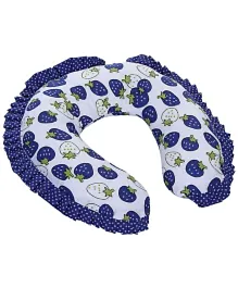 Babyhug U-Shaped Neck Pillow With Frills - Strawberry Print Blue