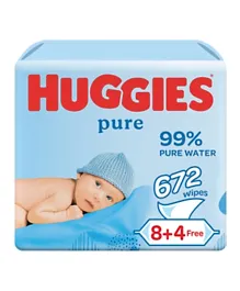 Huggies 99% Pure Water Wipes Pack of 12 - 672 Pieces