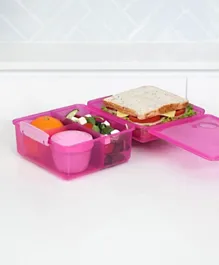 Sistema Leakproof Lunch Cube Max with Yogurt Pot - BPA Free, Pink, 2L - Durable Multi-compartment, Ideal for Kids 5+