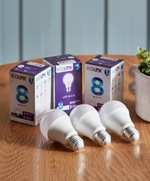 HomeBox Ecolink 8W E27 Daylight LED Bulb - 3 Pieces