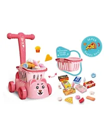 Cute Bear Cart And Food Set 998-9 Pink - 27 Pieces