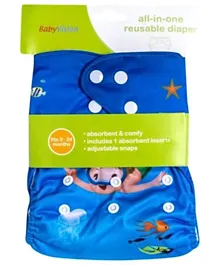 Baby Vision All-In-One Reusable Diaper with One Insert Divine Design - Blue