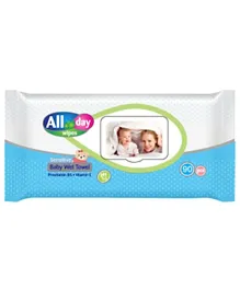 All Day Baby Wet Wipes With Lid - 90 Wipes