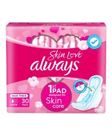Always Skin Love Large Thick Sanitary Pads - 30 Pieces