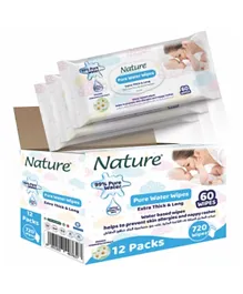Nature Pure Water Baby Wipes - 720 Pieces