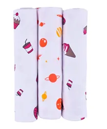 Wonder Wee Cotton Muslin Baby Swaddle Blanket For Kids Pack of 3  - Multicolour