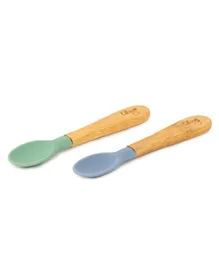Citron Organic Bamboo Spoons Green & Blue - Set of 2