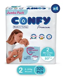 Confy Premium  Baby Diapers Jumbo Saver Pack Mini size 2 - 320 Pieces