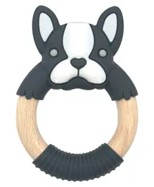 Babyworks Teething Ring Boxer Frenchie - Charcoal and White