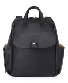 حقيبة ظهر للحفاضات قابلة للتحويل من بيبي ميل روبين - جلد نباتي -باللون الأسود.