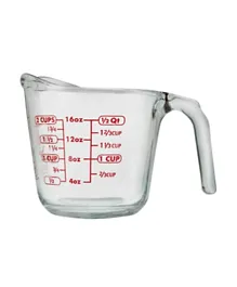 Anchor Hocking Open Handle Measuring Cup With Red Description