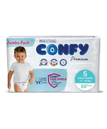 Confy Premium  Baby Diapers Jumbo Single Pack  Junior size 5 - 50 Pieces