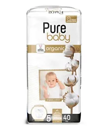 Pure Baby Diapers with Organic Cotton Core Junior Size 5 - 40 Pieces