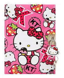Hello Kitty Strawberry Printed Locking Diary Pink -  120 Sheets