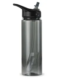 Ecovessel Wave Tritan Plastic Bottle With Flip Straw Lid Black Shadow - 709ml