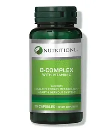 Nutritionl B-Complex With Vitamin-C Dietary Supplement - 30 Capsules