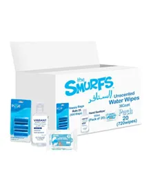 Smurfs Water Wipes with Vibrant Sanitizers & Nappy Bags - Value Pack