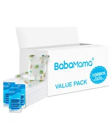 Babamama Combo of Changing Mat+ Bib + Blue Dispenser Refill Rolls Nappy Bags - Value Pack of 3