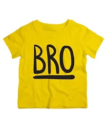 Twinkle Hands Half Sleeves Bro Print Cotton T-Shirt - Yellow