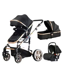 Teknum 3 in 1 Pram Stroller Story -Black + Infant Car Seat