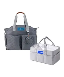 حقيبة حفاضات ستار بيبيز مع حقيبة لهاية ومنظم للحفاضات - رمادي