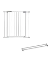 Hauck Clear Step Safety Gates White + Extension Gate Wood Lock - Silver