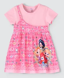 Babyqlo Disney Princess Printed Dress With Tee - Pink