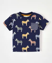JoJo Maman Bebe Zebra T-Shirt - Navy
