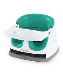 Ingenuity Baby Base 2-in-1 Seat - Ultramarine Green, Secure Harness, Convertible Booster for Dining & Play, 6m-3y, Compact