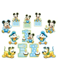 Party Centre Mickey Mouse 1st Birthday Cutouts Decorations Pack of 12 - Blue