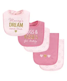 Hudson Childrenswear  Bibs + Quilted Burpcloths Set Pink - 5 Pieces