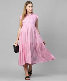 MomToBe Women's Rayon Maternity Dress - Baby Pink
