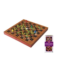 Ma Folding Wood Snakes & Ladders Set - 2 to 4 Players