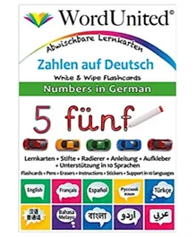 Word United Numbers In German- Write & Wipe Flash Cards- 58 Pages