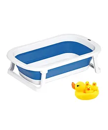 Star Babies Foldable Blue Bathtub + Free Yellow Rubber Duck Toy Pack of 4