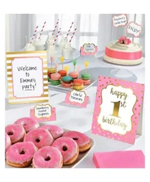 Party Centre 1st Birthday Girl Buffet Decorating Kit - Pink
