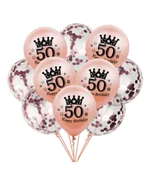 Party Propz 40th Birthday Latex and Confetti Balloons Rose Gold - 15 Pieces