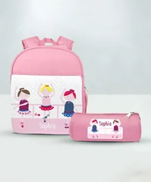 Essmak En Pointe Personalized Backpack and Pencil Pouch  Pink - 11 Inches