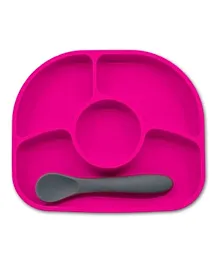BBLUV Yumi Anti-Spill Silicone Plate And Spoon Set - Pink