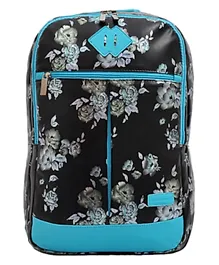 Fusion Backpack Rose Print Black Blue - 18 inches